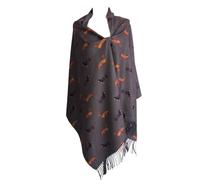 Ladies Luxury Grey Dachshund scarf/wrap with tassels. Lovely Christmas/Birthday present for dachshund lovers