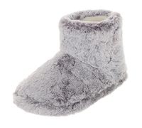 Ladies Luxury Slipper Boots Grey Faux Fur Cushion Firm Sole Isla - 5 UK