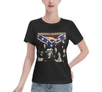 Ladies' Lynyrd Rock Band Skynyrd Pure Cotton Printed Shirt Simple and Practical Top Fashionable Trendy Shirt Black M