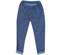 Ladies Magic Trousers Denim Look Super Stretch Magic Tie String Comfy Jeggings (Dark Denim, One Size Fit 8-14 UK)