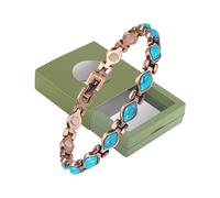 Ladies Magnetic Bracelet for Women with Turquoise Blue Semi Precious Gem Stones Copper Bracelet Valentine's Day Gift