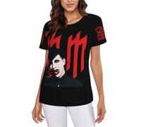 Ladies' Manson Rock Band Marilyn Printed Round Neck Shirt Simple Versatile Top Casual Comfort Shirt Multicolor L