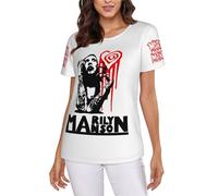 Ladies' Manson Rock Band Marilyn Printed Round Neck Shirt Simple Versatile Top Casual Comfort Shirt Multicolor S