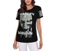 Ladies' Manson Rock Band Marilyn Printed Round Neck Shirt Simple Versatile Top Casual Comfort Shirt Multicolor S
