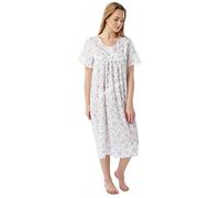Ladies Marlon Poly Cotton Round Neck Short Sleeve Button Through Ladies Nightie Nightdress (Lilac, 20-22)