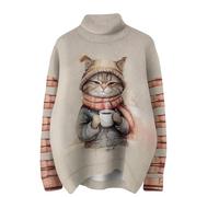 Ladies Maternity Christmas Jumper - Funny Graphic Print Long Sleeve Pullover Tops - Casual Turtleneck Xmas Sweatshirts - Winter