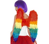Ladies Mens Adults Rainbow Feather Wings Pride Carnival Mardi-Gras Parrot Festival Fancy Dress Costume Outfit Accessory