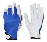 Ladies / Mens Leather Gardening Gloves Thorn Proof Garden Work Gloves Non Slip (Blue, Small)