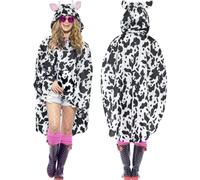 Smiffy's Adult Unisex Cow Party Poncho, Drawstring Bag, Party Ponchos, Serious -