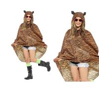 Smiffys Tiger Party Poncho, Tiger Print with Drawstring Bag, Party Poncho Fancy Dress, Animal Dress Up Costumes