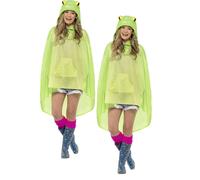 Ladies Mens Unisex Animal Ponchos Showerproof Festival Adult Fancy Dress Frog