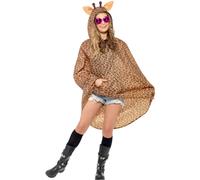 Ladies Mens Unisex Animal Ponchos Showerproof Festival Adult Fancy Dress Giraffe