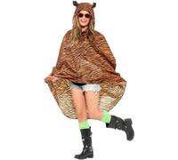 Ladies Mens Unisex Animal Ponchos Showerproof Festival Adult Fancy Dress Tiger