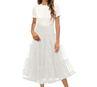 Ladies Mesh Tulle Petticoats for Under Dress A-line Elastic High Waisted Multi-tiered Underskirts for Dresses Solid Colour Fashion Casual Petticoat Underskirt for Ball , Afternoon Tea , Wedding Party