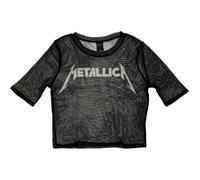 Ladies Metallica Logo Mesh Crop Top Official Tee T-Shirt Womens Girls