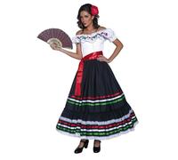 Smiffys Authentic Western Sexy Senorita Costume, Black & W with Dress and Sash, Cowboys and Indians Fancy Dress, Western Dress Up Costumes