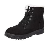 ladies mid calf boots Lightweight Work Boots Womens Mens Winter Wide Fit Snow Boot Waterproof Non-Slip Hiking Shoes Warm Fur Lined Wedge Ankle Booties Comfortable Low Heel Waking Boot Black 4.5