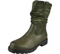 Ladies Mid Calf Boots Shoes Zip Comfy Casual Rouched Grip Lined Womens Sizes Green 3