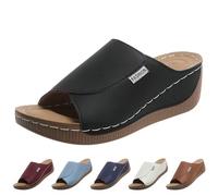 Ladies Mid Heel Comfort Cushioned Soft Insole Slip On Wedge Sandals Womens Platform Sliders Comfortable Fish Mouth Sliders Backless Mules Sandals Lightweight Summer Slides Open Toe High Heels