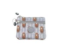 Ladies Mini 2 Zippers Water Resistance Super Lightweight Nylon Printed and Plain Coin Purse Travel Pouch (Grey Highland Cow)