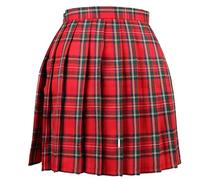 Ladies Mini Kilt Skirt, Scottish Tartan Skater Pleated Mini Skirt Womens Gothic Vintage Plaid Loose Fit High Waist A line Dress Hot Pink 3XL