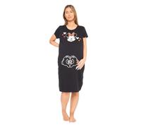 Ladies Minnie Maternity Nighty - Charming Black Sleep Dress with Cute Minnie Mouse Design | Comfortable Maternity Nightwear (Sizes XS-XL) (M4_9857_Y, L)
