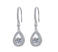 Ladies' moissanite earrings, 1 carat ultra sparkling zircon, S925 sterling silver ladies' earrings, Christmas jewelry gift