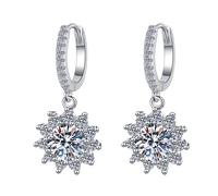 Ladies' moissanite earrings, D-color 1-carat moissanite, S925 sterling silver ladies' earrings, ladies' jewelry gift