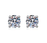 Ladies' moissanite earrings, D-color 1-carat moissanite, S925 sterling silver women's earrings