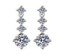 Ladies' moissanite pendant earrings, D-color 1-carat moissanite, S925 sterling silver tassel earrings, fashionable and versatile