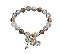 Ladies Multicolor Beaded Bracelet Stackable Beaded Bracelet Layered Beaded Adjustable Bracelet Colorful Bracelet Earring Necklace Set for Girls (White, A)