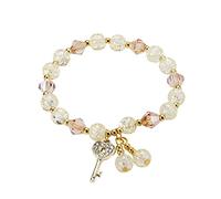 Ladies Multicolor Beaded Bracelet Stackable Beaded Bracelet Layered Beaded Adjustable Bracelet Colorful Bracelet Digital Altimeter (Yellow, A)