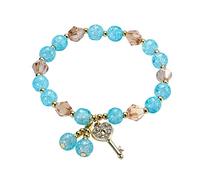 Ladies Multicolor Beaded Bracelet Stackable Beaded Bracelet Layered Beaded Adjustable Bracelet Colorful Bracelet Mechanical Chronograph (Blue, A)