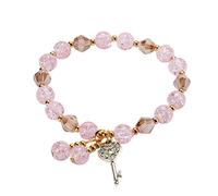 Ladies Multicolor Beaded Bracelet Stackable Beaded Bracelet Layered Beaded Adjustable Bracelet Colorful Bracelet Diving Watches for Women (Pink, A)