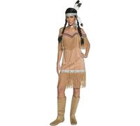 Ladies Native American Style Costume Western Fancy Dress Fringe Outfit