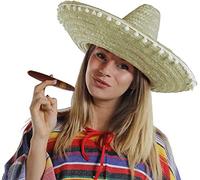 Ladies Natural Mexican Sombrero + Moustache + Jumbo Cigar Novelty Fancy Dress Accessory Fancy Dress Costume Set