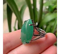 Ladies Natural Stone Ring Large Horse Eye Open Adjustable Round Healing Opal Amethyst Pink Crystal Ring,Green Aventurine