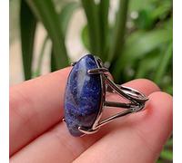 Ladies Natural Stone Ring Large Horse Eye Open Adjustable Round Healing Opal Amethyst Pink Crystal Ring,Sodalite