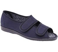 Ladies Navy Twin Touch Fastening Peep Toe Casual Shoe - Navy - size UK Ladies Size 8