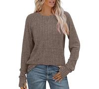 Ladies Neck Jumpers Off The Shoulder Jumper Women Women's Long Sleeve Tops Crewneck Basic Lightweight Fall Shirt with Thumb Holes Womens Knit Jumpers (B, M)