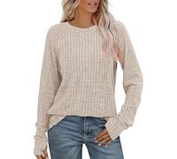 Ladies Neck Jumpers Off The Shoulder Jumper Women Women's Long Sleeve Tops Crewneck Basic Lightweight Fall Shirt with Thumb Holes Womens Knit Jumpers (A, M)