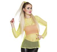 Ladies Neon Fishnet Top 70s 80s Disco Rave Womens Fancy Dress Costume