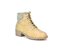 Ladies New Ankle Lace Up Winter Boots Grip Sole Hiking Combat Shoes UK Size 3-8 (Camel, 8)