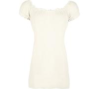 Ladies New Plain Off Shoulder Boho Womens Elasticated Gathered Long Gypsy Summer Top Cream Size 14