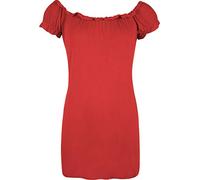 Ladies New Plain Off Shoulder Boho Womens Elasticated Gathered Long Gypsy Summer Top Red Size 26 - 28