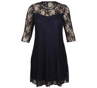 Ladies New Plus Size Floral Pattern Lace Dresses Womens Lined 3/4 Sleeve Stretch Fit Evening Dress Black & Purple Size 20
