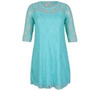 Ladies New Plus Size Floral Pattern Lace Dresses Womens Lined 3/4 Sleeve Stretch Fit Evening Dress Mint Green Size 16