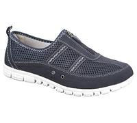 Ladies New Zip Leisure Casual Sport X Wide EEE Fitting Navy Suede Mesh Shoes (Womens UK 9)
