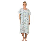 Ladies Nightdress Floral Printed Lace Trim Button Regular Nightwear Nightshirt Green