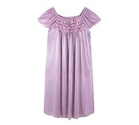 Ladies Nightdresses,Women'S Thin Silky Satin Summer Nightdress Khaki Round Neck Multi-Layer Ruffled Bow Stitching Comfy Nightgown Loose Nightdress Mid Length Pajama Loungewear Sexy Nightshirts ,Ligh